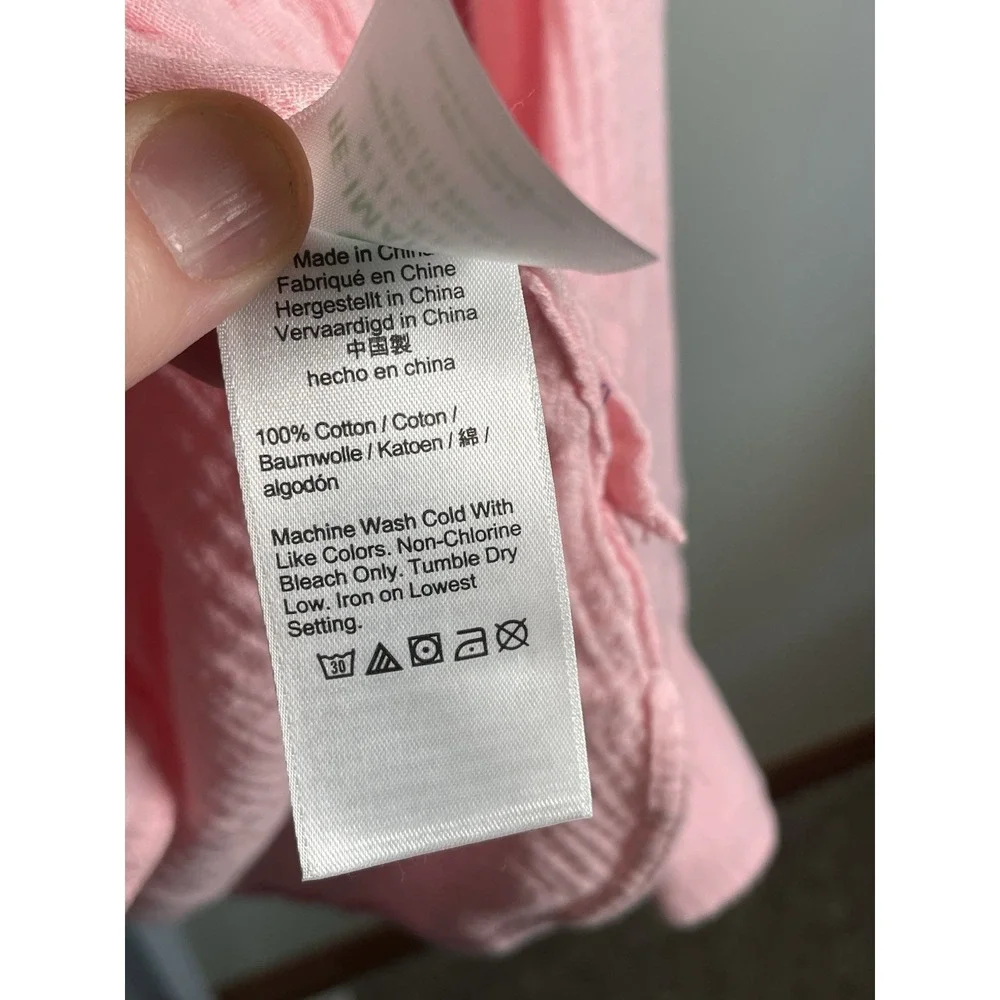 J.Crew Women's Button Up Shirt Small Loungwear Soft‎ Cotton Pink Long Sleeve